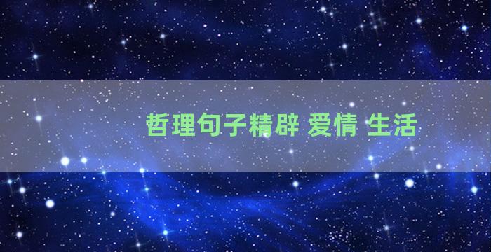 哲理句子精辟 爱情 生活